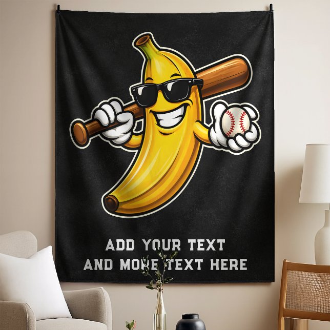 Tenture Allons Bananes Baseball Rétro Banane Drôle (Créateur téléchargé)