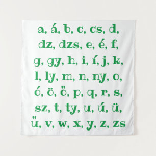 Tenture alphabet hongrois en vert