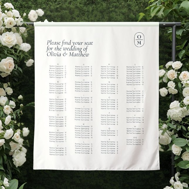 Tenture Alphabet Mariage Chic Monogramme Plan de Table Mar (Créateur téléchargé)
