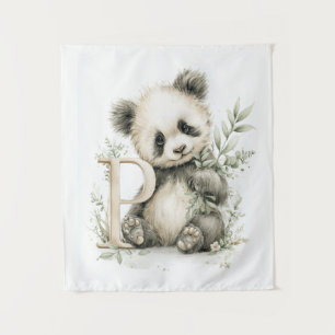 Tenture Alphabet mignon en aquarelle des bébés animaux Pan