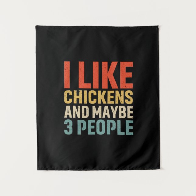 Tenture Amateur de poulet | J'aime les poules (Devant)