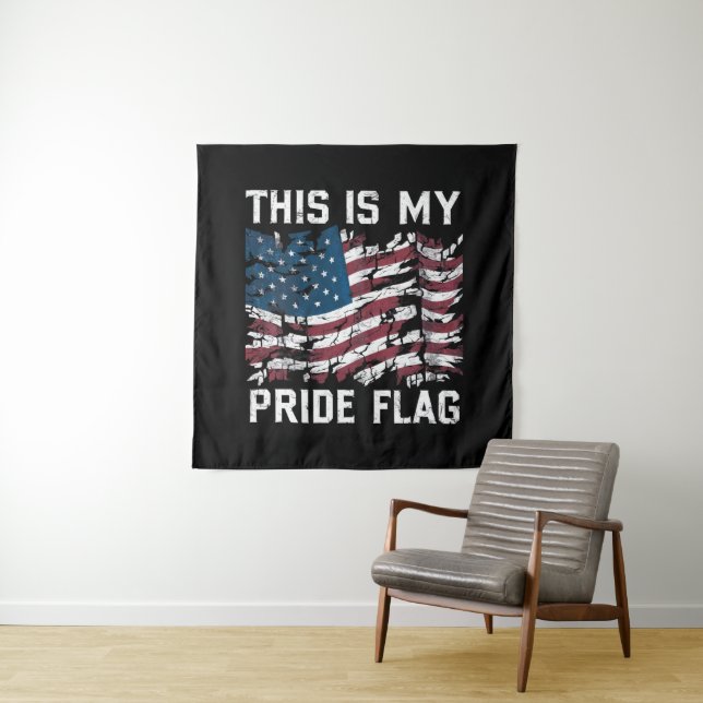 Tenture Américain patriote Ceci est mon drapeau de fierté  (En situation)
