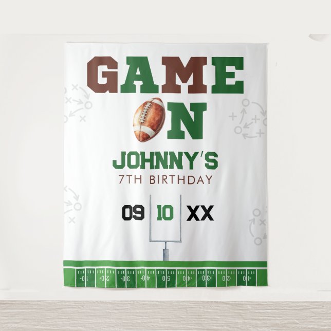 Tenture American Football Birthday Photo Backdrop (Devant)