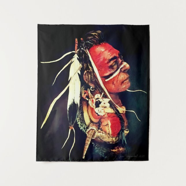 Tenture Amérindien "Guerrier Kaw" (Devant)