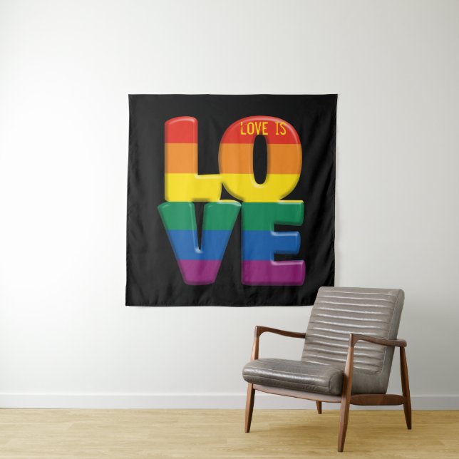 Tenture amour arc en ciel (En situation)