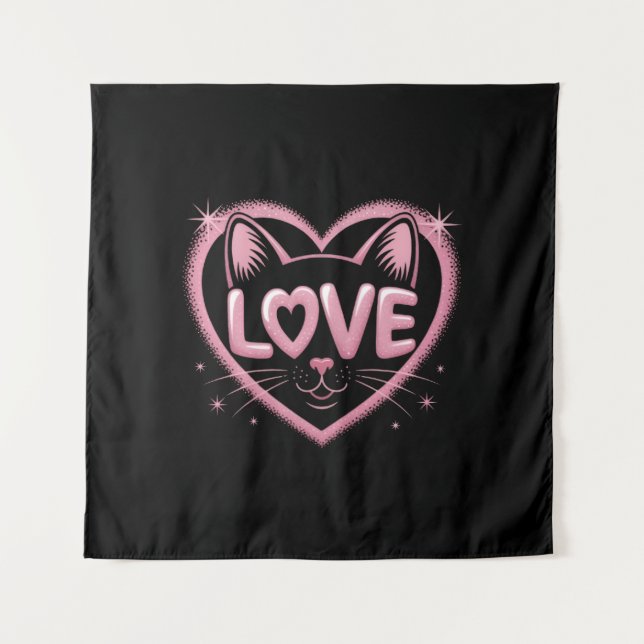 Tenture Amour de chat scintillant (Devant)