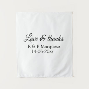 Tenture Amour & merci ajoutez le nom du couple mariage ajo