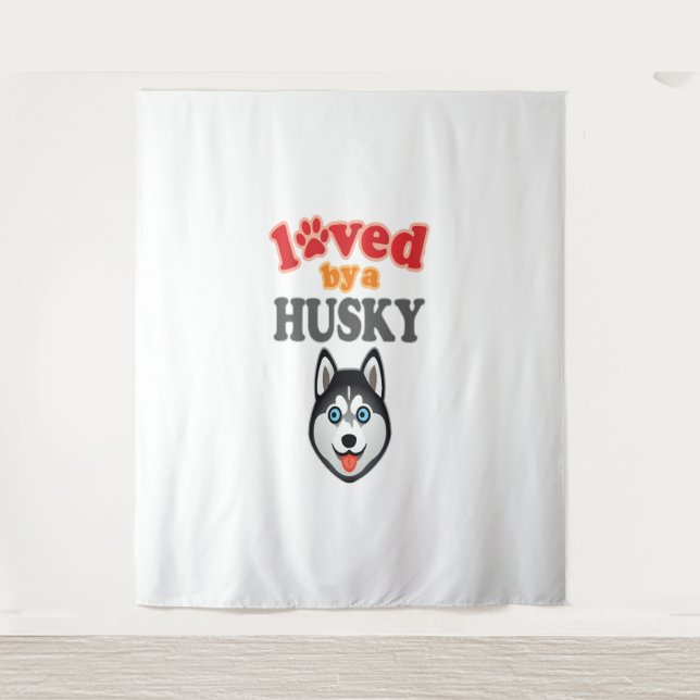 Tenture Amoureux des chiens Husky (Devant)