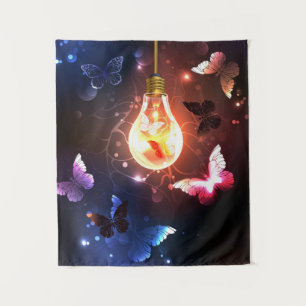 Tenture Ampoule lumineuse avec papillons nocturnes