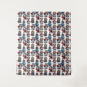Tenture Amusante Boxe Chat Chien Motif Design