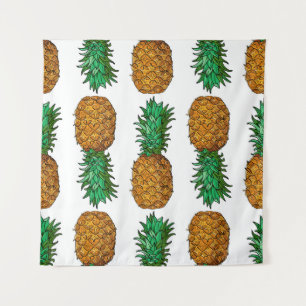 Tenture Ananas avec feuilles. Motif transparent avec tropi