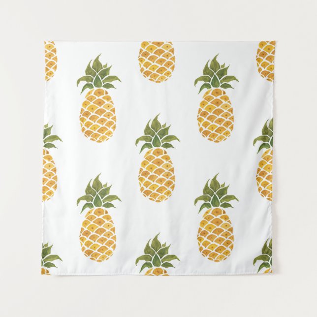 Tenture Ananas peint à la main, arrière - plan aquarelle. (Devant)