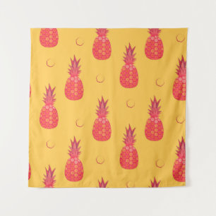 Tenture Ananas rose sur arrière - plan orange. Patte trans