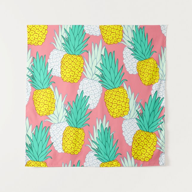 Tenture Ananas Tropical : Rouge Cartoon Chic. (Devant)