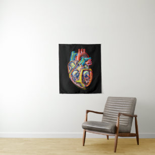 Tenture anatomie du coeur humain colorée Art abstrait