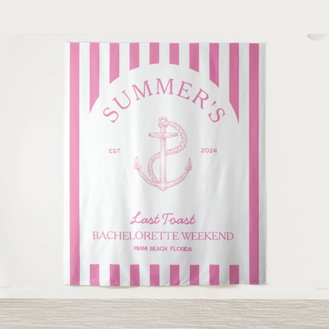 Tenture Anchor Nautique moderne rose Bachelorette (Devant)