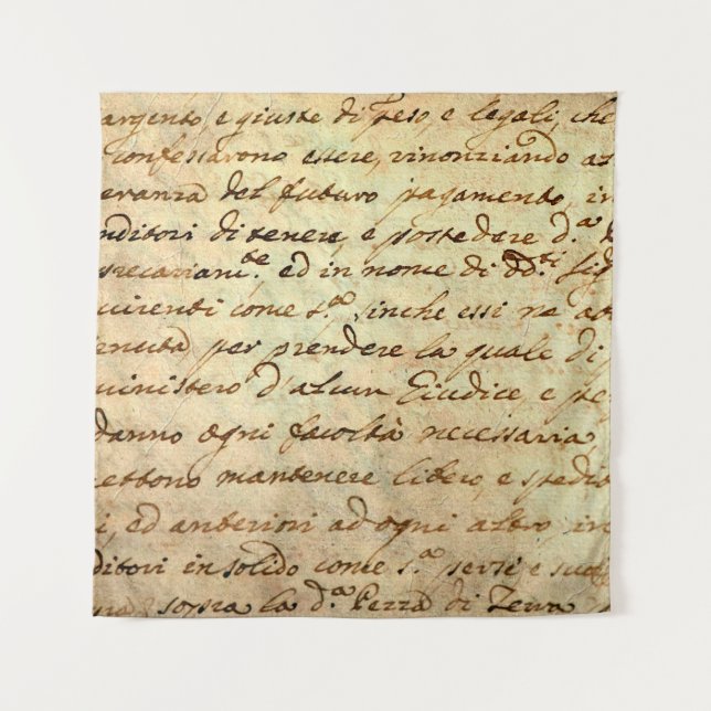 Tenture Ancien manuscrit du 1700 siècle écrit à l'encre  (Devant)