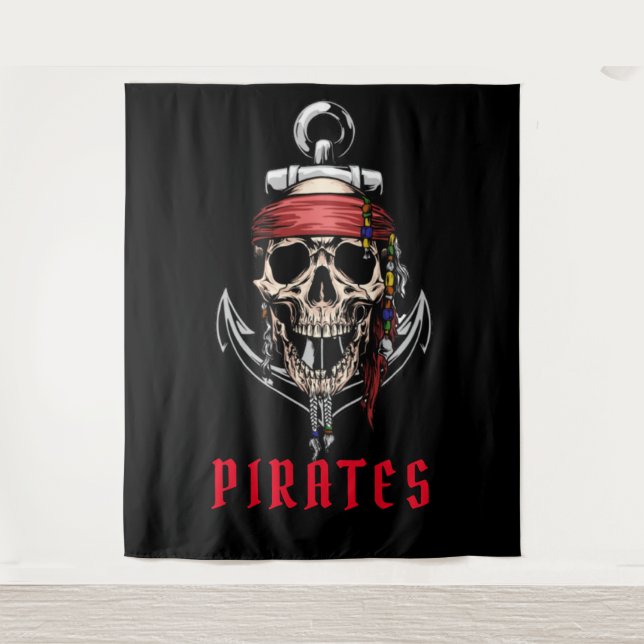 Tenture Ancre Halloween Pirate Skull Cross Bones (Devant)