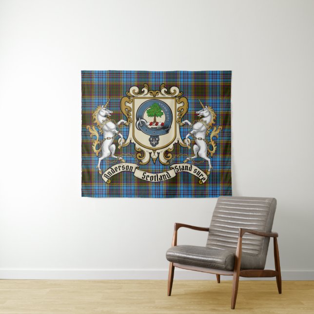 Tenture Anderson Clan Badge & Tartan Tapestry (En situation (horizontale))