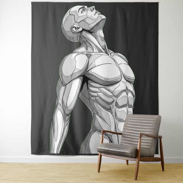 Tenture Android Anatomy: Cyborg Wall Tapestry (En situation)