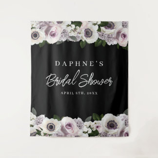 Tenture Anémone noire et Douche Florale violette fond