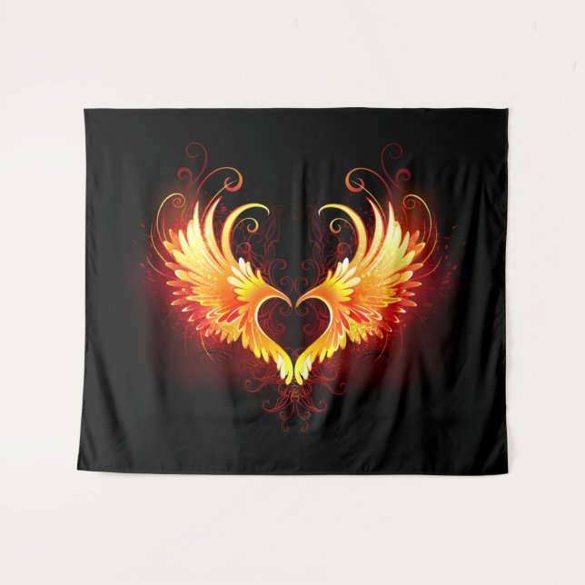 Tenture Angel Fire Heart with Wings (Devant (Horizontal))