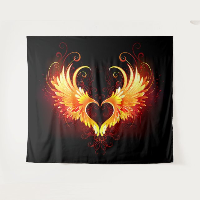 Tenture Angel Fire Heart with Wings (Devant (Horizontal))