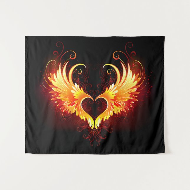 Tenture Angel Fire Heart with Wings (Devant (Horizontal))