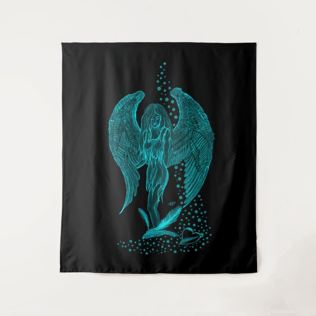Tenture Angel perdu en amour, noir et vert Design (Devant)