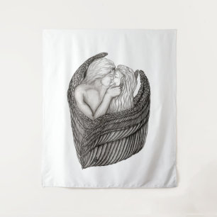 Tenture Angels Kissing, noir et blanc Design