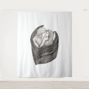Tenture Angels Kissing, noir et blanc Design