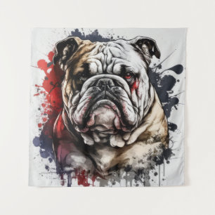 Tenture Anglais Bulldog Portrait animal Peinture chien ani