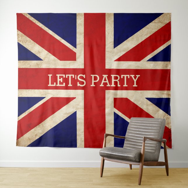 Tenture ANGLAIS Drapeau Rustique LETS PARTY ARRIÈRE (En situation (horizontale))