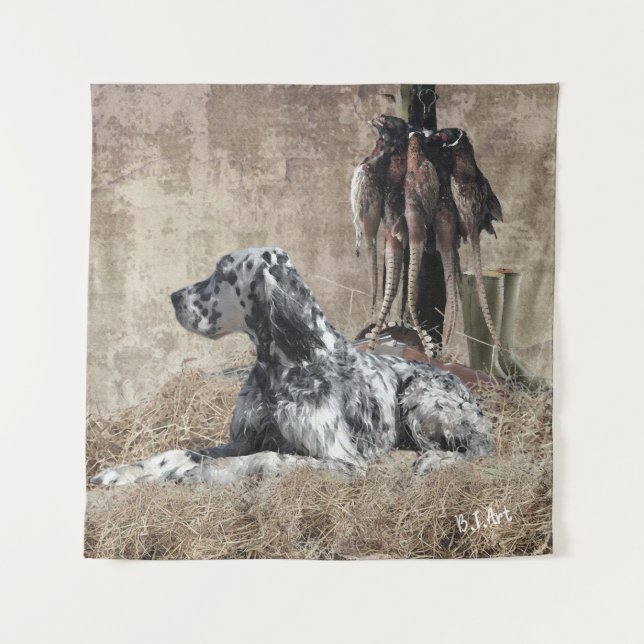 Tenture Anglais Setter, Chasse de faisan (Devant)