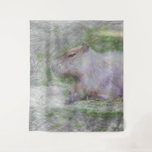 Tenture animal artistique capybara