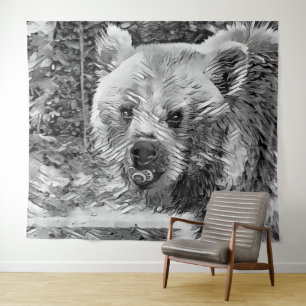 Tenture AnimalArtBW_Bear_001