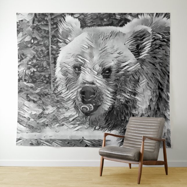 Tenture AnimalArtBW_Bear_001 (En situation (horizontale))