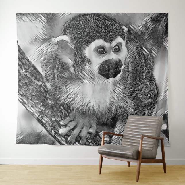Tenture AnimalArtBW_Monkey_002 (En situation (horizontale))