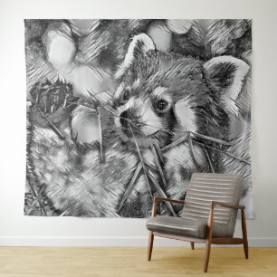 Tenture AnimalArtBW_RedPanda_001