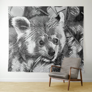 Tenture AnimalArtBW_RedPanda_003