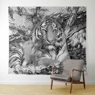 Tenture AnimalArtBW_Tiger_001