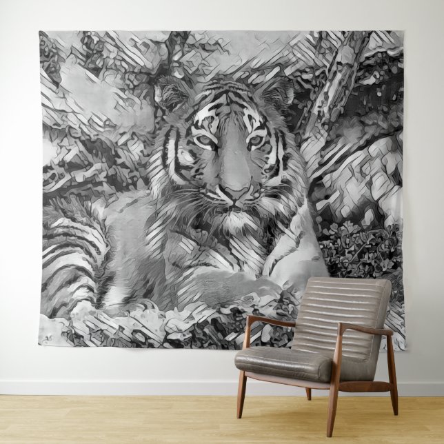 Tenture AnimalArtBW_Tiger_001 (En situation (horizontale))