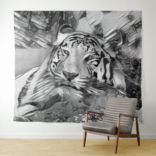 Tenture AnimalArtBW_Tiger_002