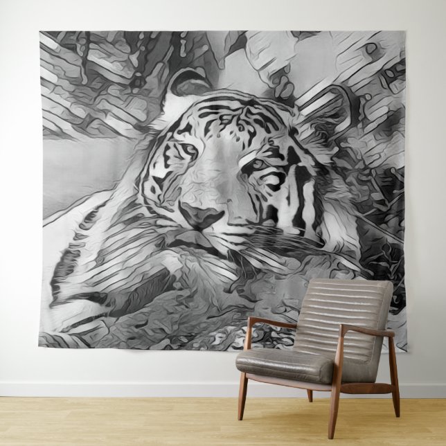 Tenture AnimalArtBW_Tiger_002 (En situation (horizontale))