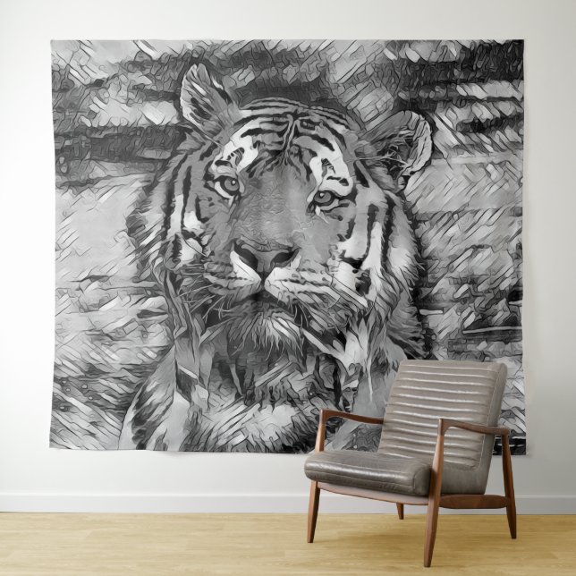 Tenture AnimalArtBW_Tiger_004 (En situation (horizontale))