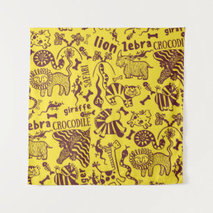 Tenture Animaux africains : Motif culturel sans peau.