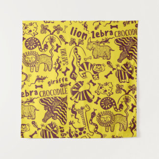 Tenture Animaux africains : Motif culturel sans peau.