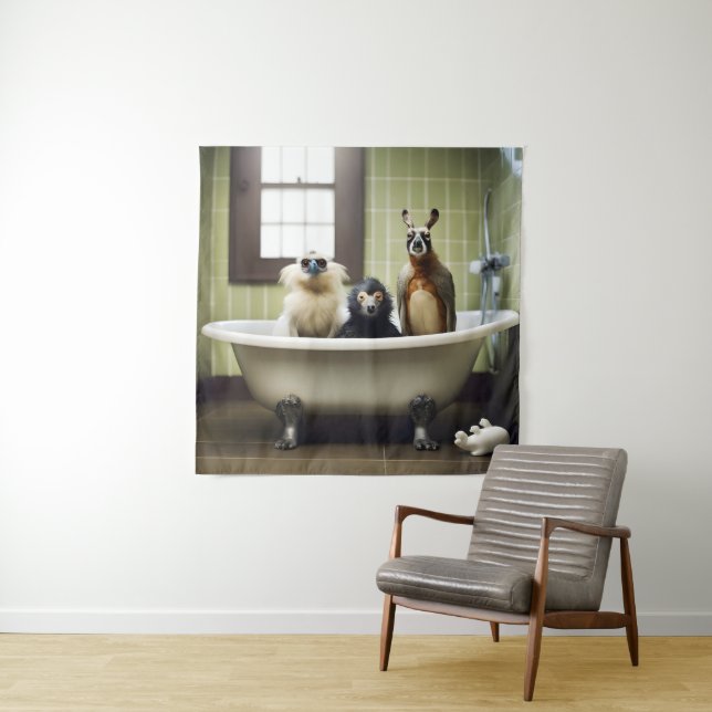Tenture Animaux amusants dans la salle de bain (En situation)