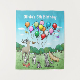 Tenture Animaux avec des ballons colorés
