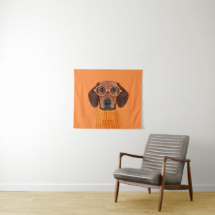 Tenture Animaux de bébés cutest Chandail orange Dachshun